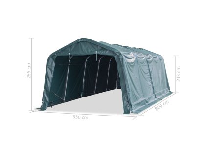 Odnímateľný prístrešok pre dobytok PVC 550 g/m², 3,3x8m, zelený