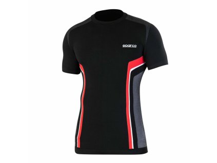 Pánske tričko s krátkym rukávom Sparco HYPER-T Čierno-červená M