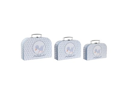 Súprava dekoračných krabičiek DKD Home Decor 28 x 9,5 x 20 cm Modrá Kov Viacfarebná Kartón