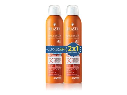 Mlieko na opaľovanie v spreji pre deti Rilastil Sun System Baby Spray Transparente SPF 50+ 200 ml x 2