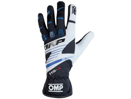 Karting Gloves OMP KS-3 Modrá Biela Čierna L