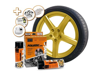 Tekutá guma pre autá Foliatec Zlatá kovové 2 x 400 ml