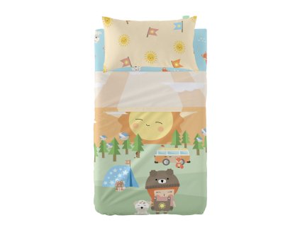 Prešívané obliečky bez výplne HappyFriday Happynois Camping Viacfarebná Detská postieľka 2 Kusy