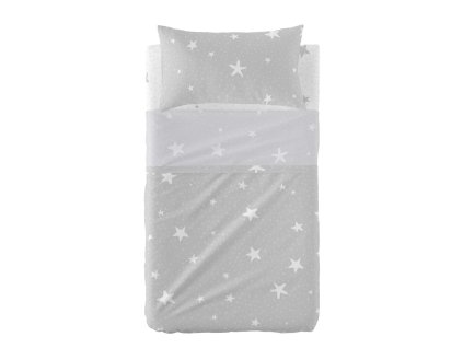 Prešívané obliečky bez výplne HappyFriday Basic Kids Little star Sivá Detská postieľka 2 Kusy