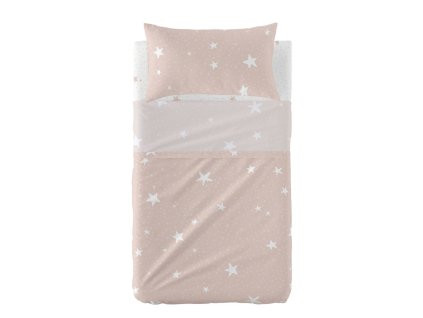 Prešívané obliečky bez výplne HappyFriday Basic Kids Little star Ružová Detská postieľka 2 Kusy