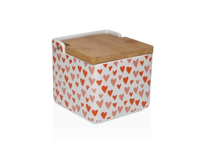 Soľnička s vrchnákom Versa Amore Keramický Dolomite 12,2 x 11,5 x 12,2 cm