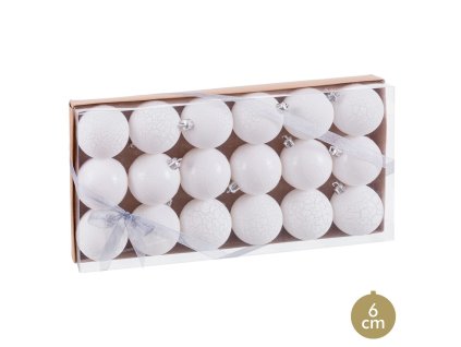 Vianočné gule Biela Plastické Ø 6 cm (18 kusov)