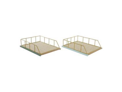 Sada organizačných zásobníkov DKD Home Decor zelená Polypropylén Drevo MDF 28,5 x 36 x 9 cm (2 kusov) (1 kusov)