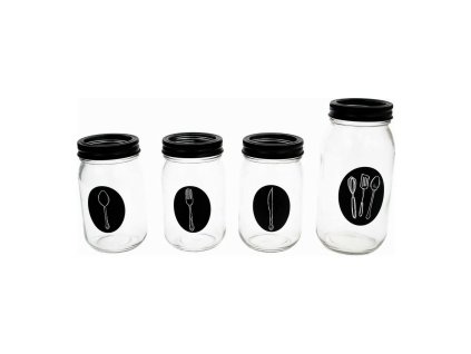 Organizér na príbor Čierna Kov Transparentná Sklo 9 x 9 x 17 cm (4 pcs)