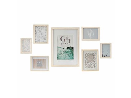Nástenný rámik na fotky DKD Home Decor 32,5 x 1,5 x 45 cm Sklo Prírodná zelená Drevo MDF Škandinávsky