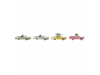 Dekoratívne postava DKD Home Decor Žltá Modrá zelená Ružová Automobil Vintage 25,8 x 10,5 x 9,5 cm (4 kusov) (4 Kusy)