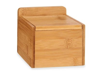 Soľnička s vrchnákom Gaštanová Bambus (14 x 9 x 11,5 cm)