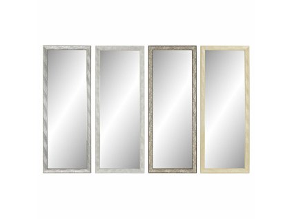 Nástenné zrkadlo DKD Home Decor 36 x 2 x 95,5 cm Sklo Prírodná Sivá Gaštanová Biela polystyrén Tropické List rastliny (4 Kusy)