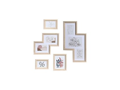 Nástenný rámik na fotky DKD Home Decor Urban Sklo Prírodná Viacfarebná Drevo MDF (40 x 1,5 x 50 cm)