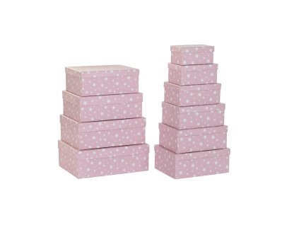 Sada organizačných stohovateľných krabíc DKD Home Decor Biela Detské Svetlo ružová Kartón (43,5 x 33,5 x 15,5 cm)