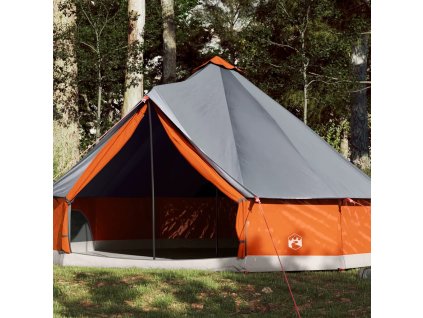 Rodinný stan tipi 12 osôb sivo-oranžový vodeodolný