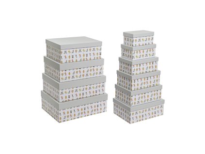 Sada organizačných stohovateľných krabíc DKD Home Decor Sivá Maznáčikovia Kartón (43,5 x 33,5 x 15,5 cm)