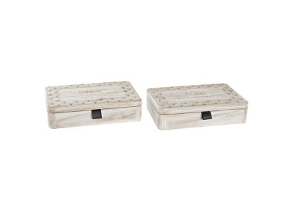 Ozdobná krabica DKD Home Decor Prírodná Drevo MDF 28 x 18 x 6,5 cm (2 kusov)