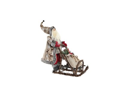 Vianočná ozdoba DKD Home Decor Červená Sivá Drevo Dedo mráz 42 x 22 x 48 cm
