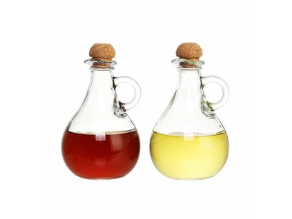 Sada oleja a octu DKD Home Decor 9 x 9 x 14,5 cm Sklo Transparentná Korok 230 ml 2 kusov