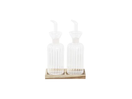 Sada oleja a octu DKD Home Decor 250 ml 14 x 7,5 x 21 cm Prírodná Transparentná Agátové drevo Borokremičité sklo