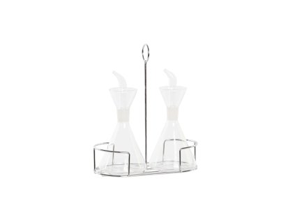 Sada oleja a octu DKD Home Decor 200 ml 19,5 x 10 x 23,5 cm Kov Transparentná 2 kusov Borokremičité sklo