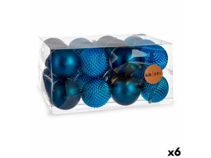 Sada vianočných gúľ Modrá Plastické Ø 8 cm (6 kusov)
