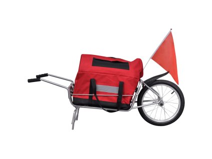 Nákladný vozík za bicykel s jednými kolesom a úložnou taškou
