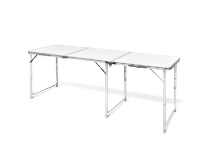 Skladací kempingový stôl z hliníka s nastaviteľnou výškou 180 x 60 cm