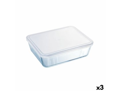 Obdĺžniková nádoba s vrchnákom Pyrex Cook&freeze 28 x 23 x 10 cm 4,2 L Transparentná Sklo Silikónové (3 kusov)