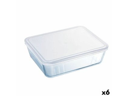 Obdĺžniková nádoba s vrchnákom Pyrex Cook & Freeze 22,5 x 17,5 x 6,5 cm 1,5 L Transparentná Silikónové Sklo (6 kusov)