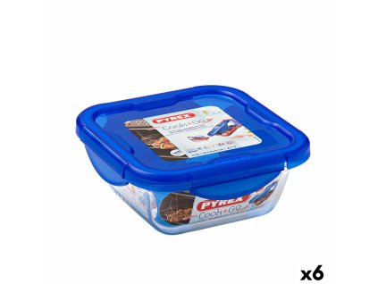 Tepelný obedár Pyrex Cook & Go 16,7 x 16,7 x 7 cm Modrá 850 ml Sklo (6 kusov)