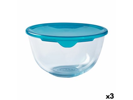 Okrúhla nádoba s vrchnákom Pyrex Cook & Store Modrá 2 L 22 x 22 x 11 cm Silikónové Sklo (3 kusov)