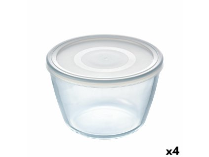 Okrúhla nádoba s vrchnákom Pyrex Cook & Freeze 1,6 L 17 x 17 x 12 cm Transparentná Silikónové Sklo (4 kusov)