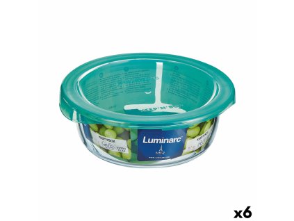 Okrúhla nádoba s vrchnákom Luminarc Keep'n Lagon 13,5 x 6 cm Tyrkysový 680 ml Sklo (6 kusov)