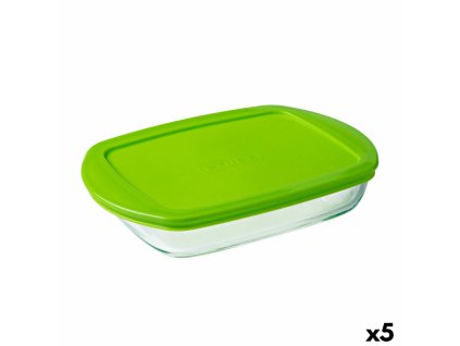 Obdĺžniková nádoba s vrchnákom Pyrex Prep&store Px zelená 1,6 L 28 x 20 cm Sklo (5 kusov)