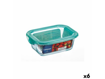 Obdĺžniková nádoba s vrchnákom Luminarc Keep'n Lagon 18,5 x 13 x 6,6 cm Tyrkysový 1,22 L Sklo (6 kusov)