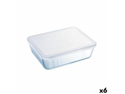 Obdĺžniková nádoba s vrchnákom Pyrex Cook & Freeze 25 x 20 cm Transparentná Silikónové Sklo 2,6 L (6 kusov)
