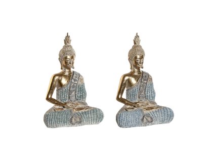 Dekoratívne postava DKD Home Decor 23 x 13 x 34 cm Modrá Buddha Tyrkysový Orientálny Čistenie (2 kusov)