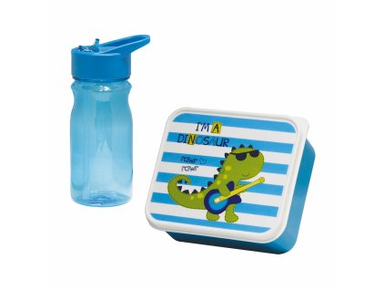 Miska so zabudovanou fľašou Mondex Modrá Dinosaurus