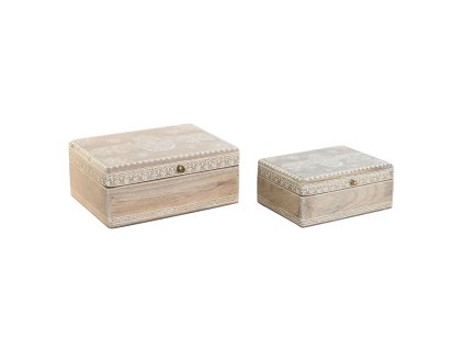 Šperkovnica DKD Home Decor 25,5 x 20 x 10,5 cm Prírodná Mangové drevo (2 kusov)