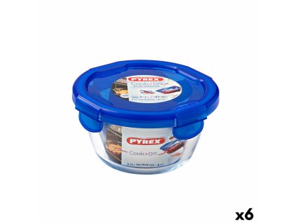 Tepelný obedár Pyrex Cook & go 15,5 x 15,5 x 8,5 cm Modrá 700 ml Sklo (6 kusov)
