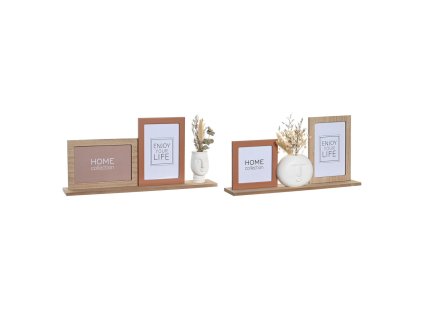 Rám na fotografie DKD Home Decor 30 x 5 x 19 cm Kvetina Tvár Keramický Živica Viacfarebná Drevo MDF Mestská (2 kusov)
