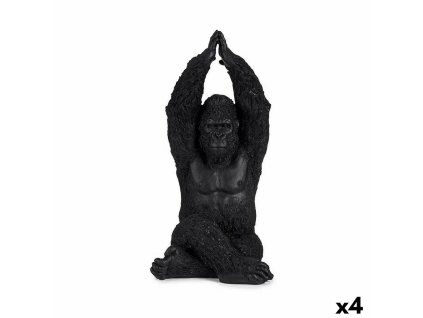 Dekoratívne postava Gorila Yoga Čierna 18 x 36,5 x 19,5 cm (4 kusov)