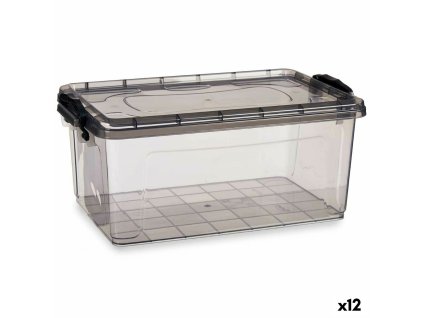 Nádoba na uskladnenie s vrchnákom Antracit Plastické 13,7 L 27,5 x 18 x 42,5 cm (12 kusov)