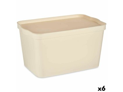 Nádoba na uskladnenie s vrchnákom Krém Plastické 24 L 29,3 x 24,5 x 45 cm (6 kusov)