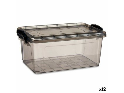Nádoba na uskladnenie s vrchnákom Antracit Plastické 8,5 L 24 x 16 x 37 cm (12 kusov)