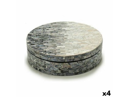 Ozdobná krabica Biela Čierna Striebristý Perleť drevotriesková doska 25 x 8,5 x 25 cm (4 kusov)