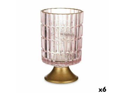 LED lampáš Ružová Zlatá Sklo 10,7 x 18 x 10,7 cm (6 kusov)