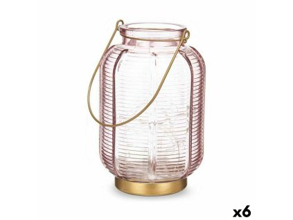 LED lampáš Oruhy Ružová Zlatá Sklo 13,5 x 22 x 13,5 cm (6 kusov)